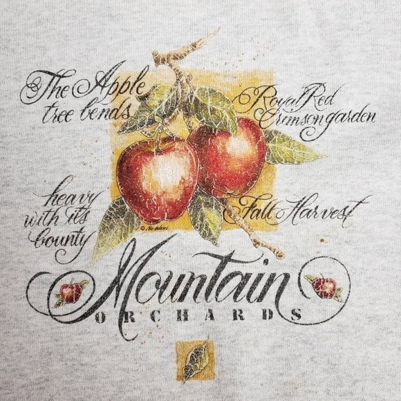Vintage 90s Single Stitch Sweatshirt Apples Fall Large VGUC - Picture 7 of 10